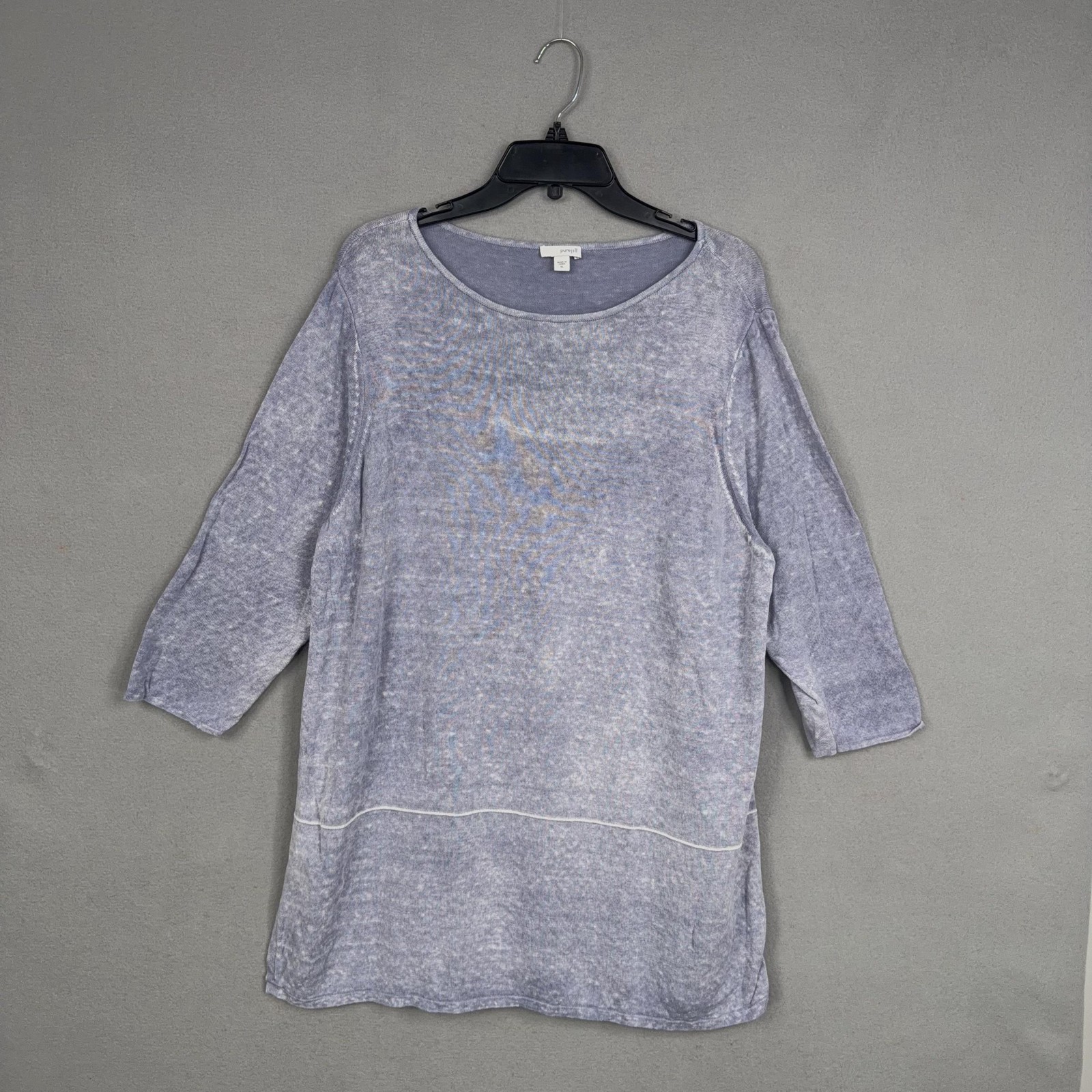 J Jill Sweater Womens XL Blue Linen Blend Tunic Top 3/4 Sleeve Casual Pure Jill