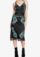 GUESS Larita embroidered black Green mesh lace slip dress 4