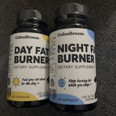 ColonBroom Day & Night Fat Burner Vegan Gluten-Free Dietary Supplement 60 Capsu 