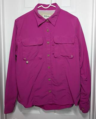 VTG Magellan Women L Shirt Laguna Madre Fishing Nylon Pink Long Sleeve