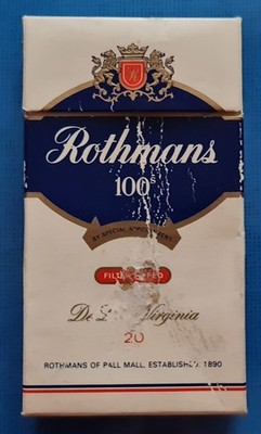 rothmans tobacco 30g VINTAGE UNITED KINGDOM ROTHMANS 100'S CIGARETTE PACKET TOBACCO EMPTY BOX