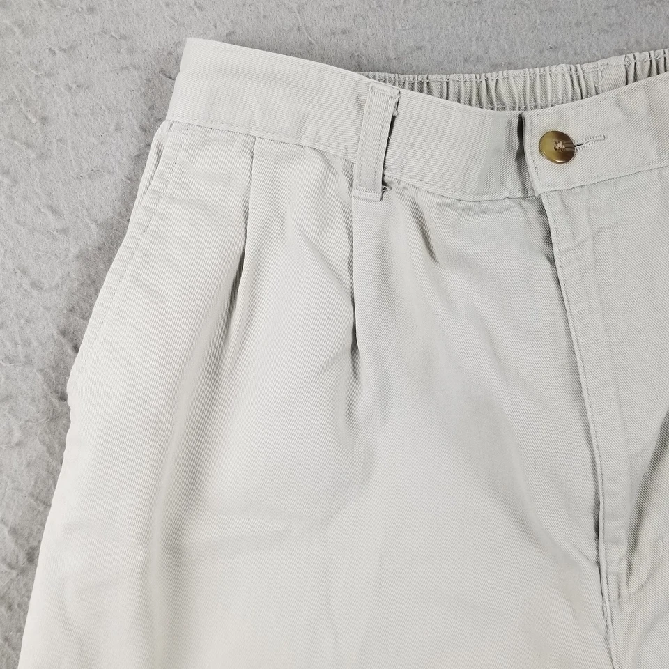 Pantalones Cortos Claiborne Para Hombre 34 Caqui Beige Plisado Chino Bolsillos Informales Clásicos Verano Foto 2 de 4