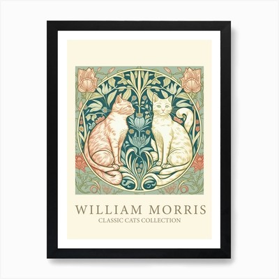 William Morris inspiriert Katzen Colle gerahmtes Wandbild Poster Leinwanddruck Bild
