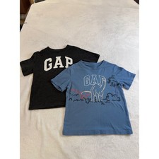 Gap Kids Boys 2 Pack T-Shirts Size 4 Years Charcoal Grey Blue Dinosaur Logo Tee
