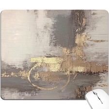 Abstract Art Mouse Pad Grey Gold Gray Cute Minimalist Mousepad Desk Mat Oil P...