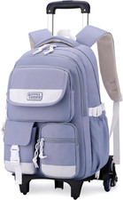 Rolling Backpack for Girls, Backpack with Wheels for Boys, Kids Roller Trolley B