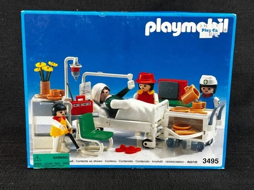 Vintage PLAYMOBIL Toy Hospital Room Play Set #3495 1992 Factory Sealed NEW