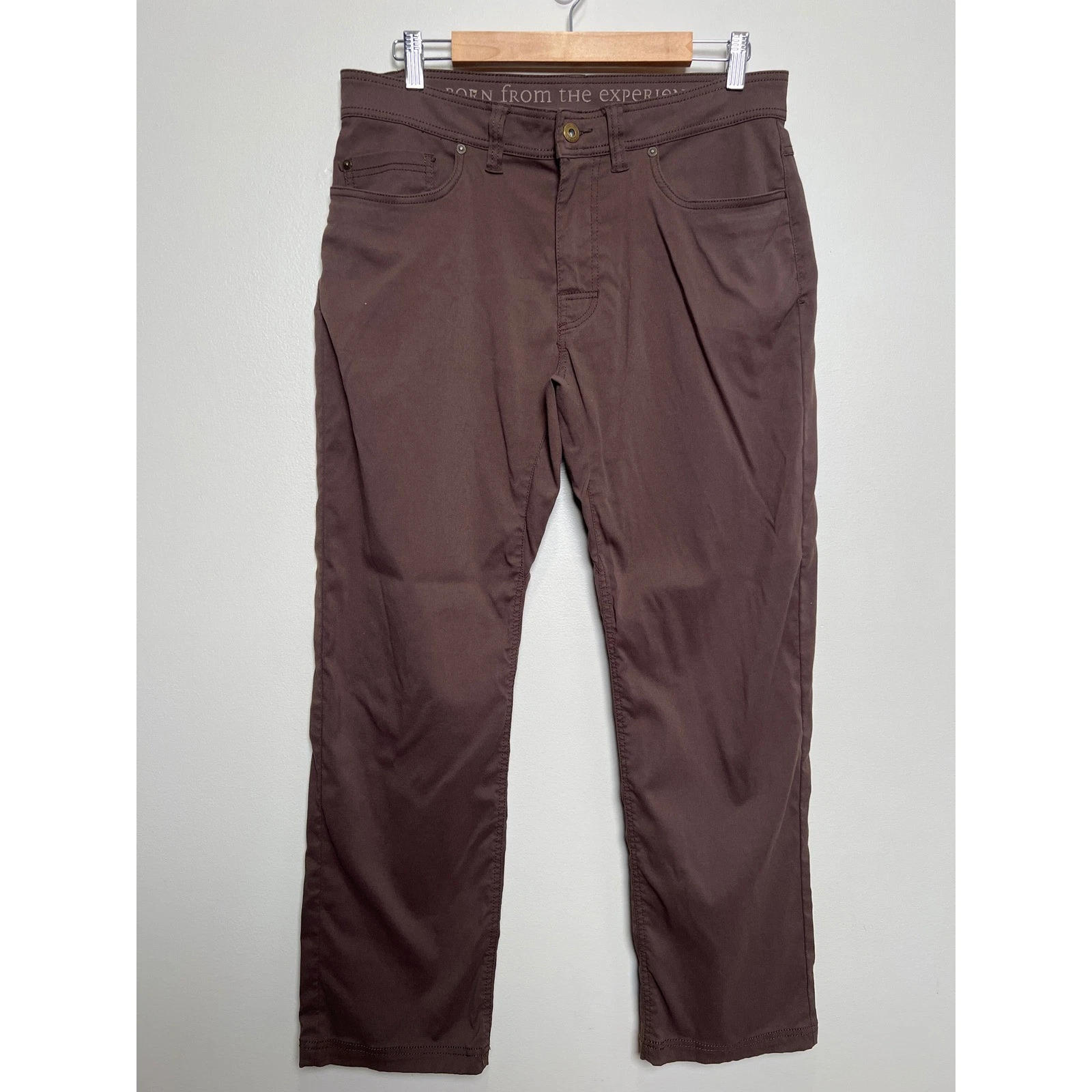 Prana Brion Pants Mens 32x30 Brown Slim Fit Nylon Stretch Hiking Good