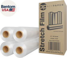 , 18" Stretch Film/Wrap 1500 Feet 80 Gauge Industrial Strength, up to 800 Stret