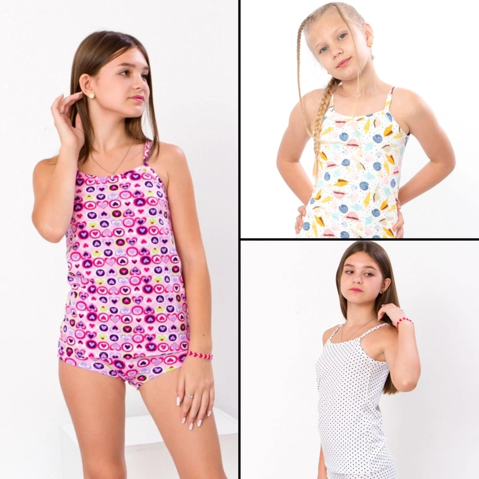 Ropa interior estampada para adolescentes y niñas - Top y bragas de lycra de algodón suave, diseño elegante... Foto 2 de 4