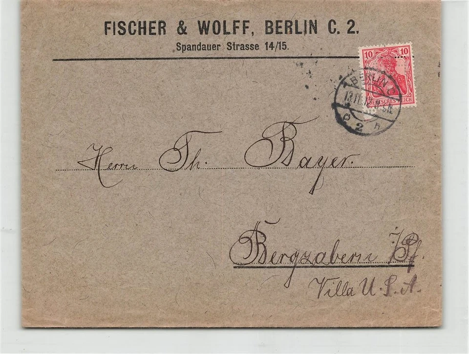 115060) DR Blg mit Perfin/Firmenlochung F&W aus Berlin, Fischer & Wolff - Bild 1 von 1