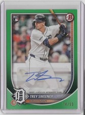 2025 Bowman Rookie & Veteran Autograph Green Border #PRVTSA Trey Sweeney  14/99
