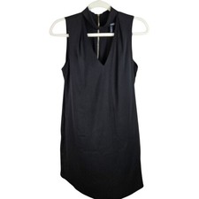 White House Black Market Dress Sz 6 Black Sleeveless Gold Zip Sheath Career