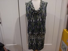 EUC Michael Kors Blue Green Cowl Neck  Sheath Dress Size Large