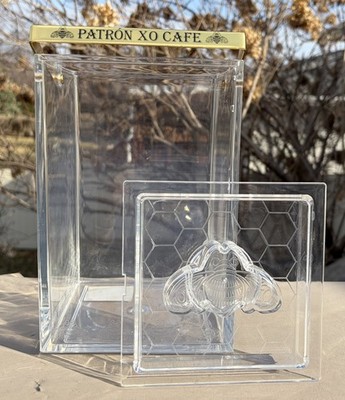 Patron XO Cafe Tequila Acrylic 750 ml Bottle Case Ice Bucket Bee Logo