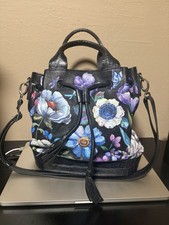 Brighton Tulip Drawstring Bucket Bag Purse - 250 Flowers Painted/ rarely used