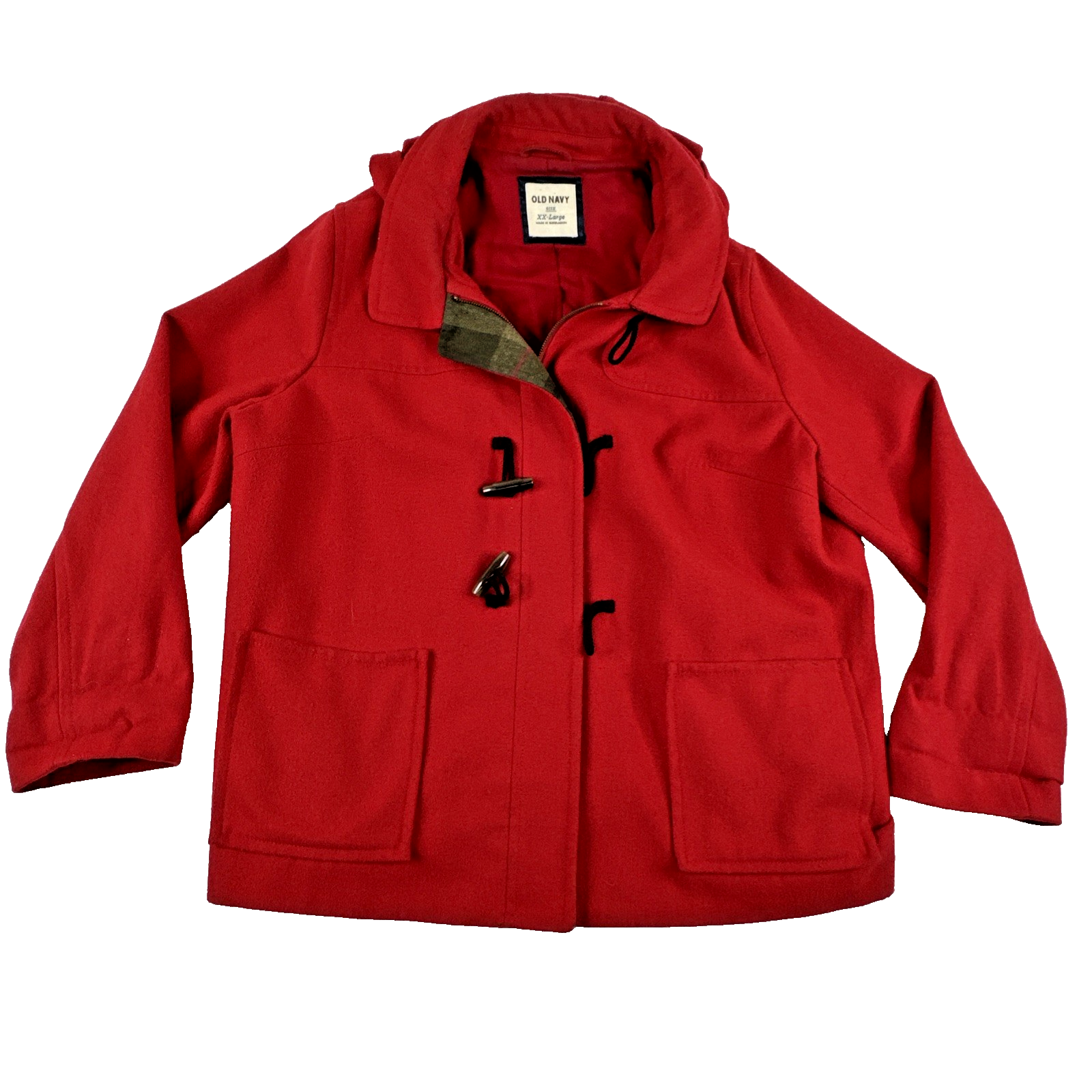 Vintage Old Navy Red Wool Hooded Toggle Coat. Women's Size XXL