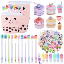 228 Pcs Kawaii Stationary Set Include Telescopic Pencil Pouch Case Bag Gel In...
