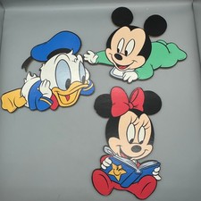 Vintage 1980s Disney Baby Nursery Wall Decor Mickey Minnie Donald wooden