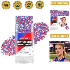 Vibrant Red White and Blue Star Glitter Stick for Rave, Patriot Day, and More 