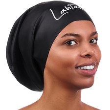 Large Swim Cap for Long Hair - Waterproof Durable Silicone Swimming Cap for B...