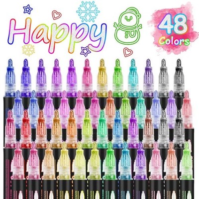 Double Line Outline Super Squiggles Glitter Markers 48 Colors - Self Outline ...