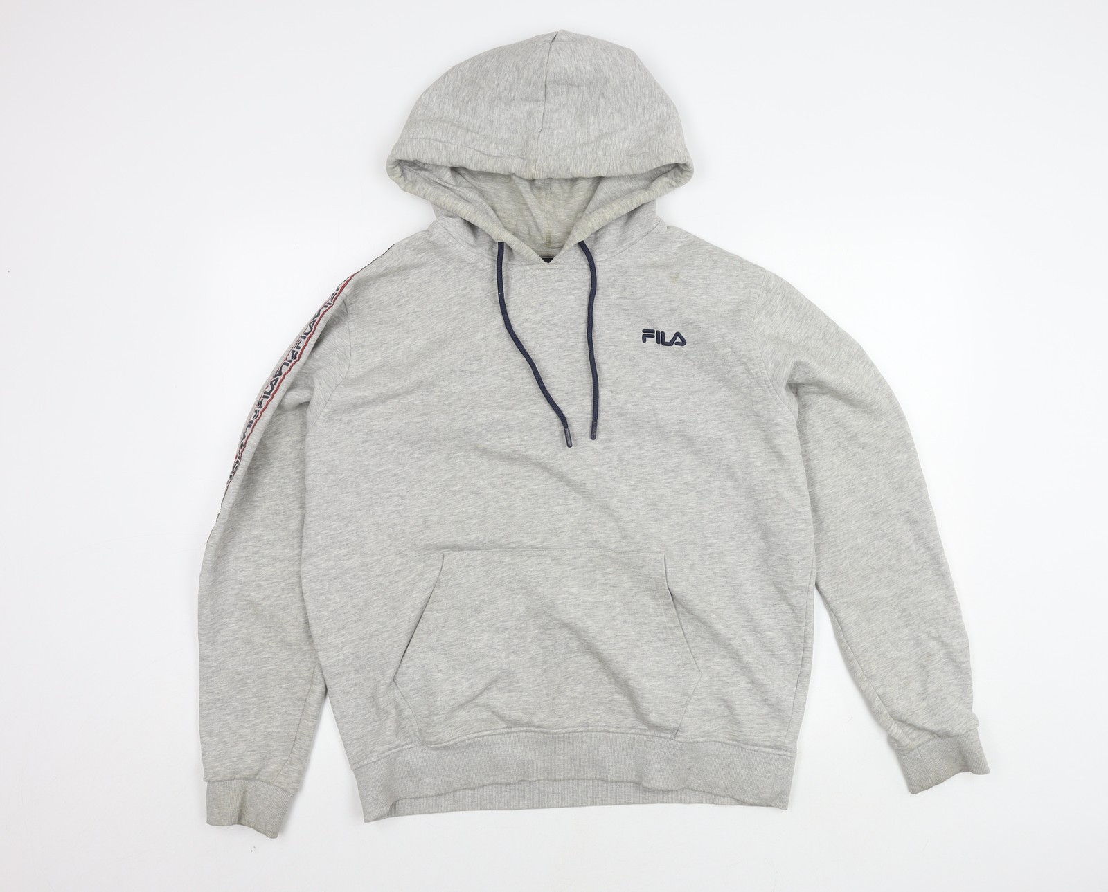 Felpa con cappuccio pullover Fila uomo grigia grande design logo