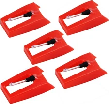 Record Player Needles Replacement, 5 Pack Turntable Needle Red 