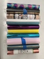 Lot of 10 Cricut Adhesive Vinyl Rolls Mixed Colors & Styles 2 New 8 Partial