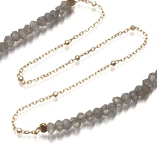 Auth agete Necklace Labradorite 70cm Long 10K 416 Yellow Gold