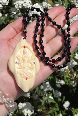 Gorgeous Guanyin Necklace  Tagua Nut Guanyin Goddess Necklace
