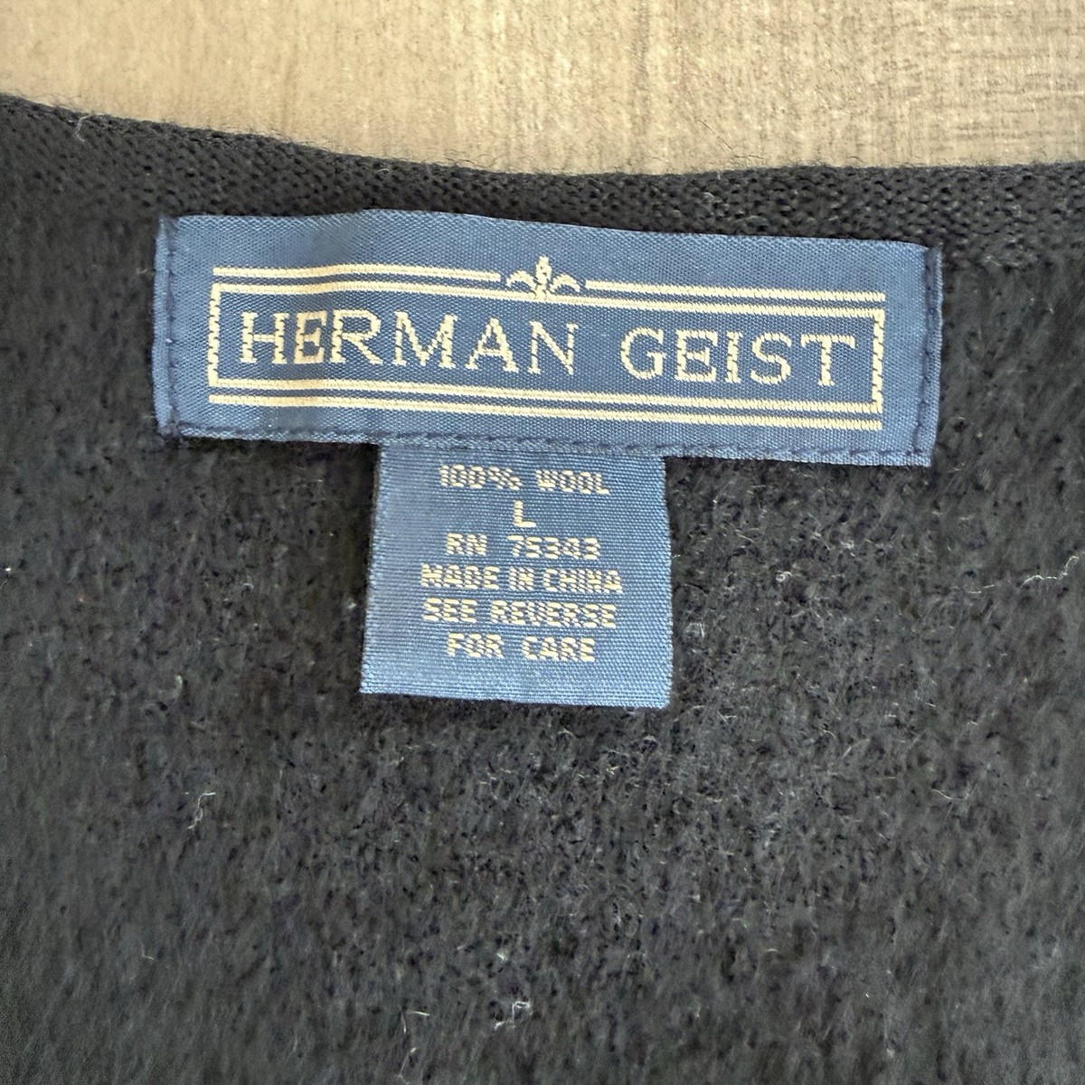 Vintage Herman Geist Wool Vest Women Large Black Embroidered Floral View 2