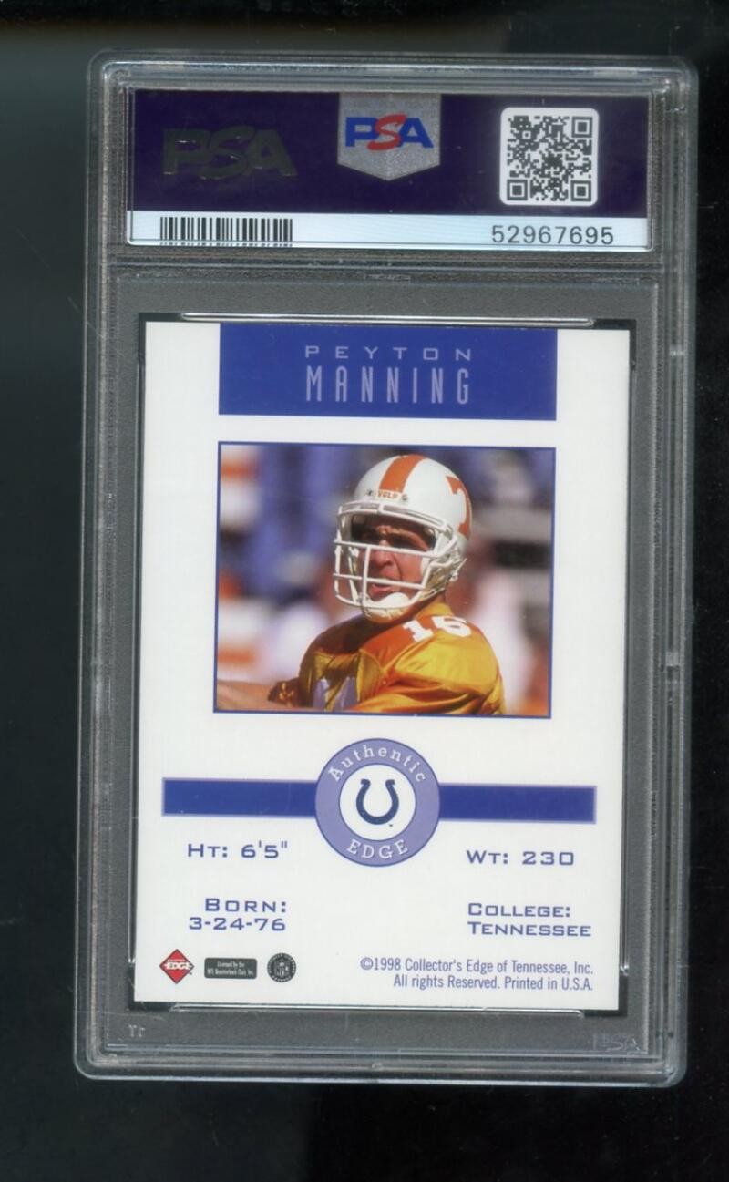 1998 Collector's Edge Peyton Manning Promo Graded ROOKIE Card PSA 10 Collectors view 2