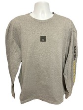 VTG Nautica Competition Long Sleeve Shirt Men 2XL Gray Chest Sleeve Logo USA 90s