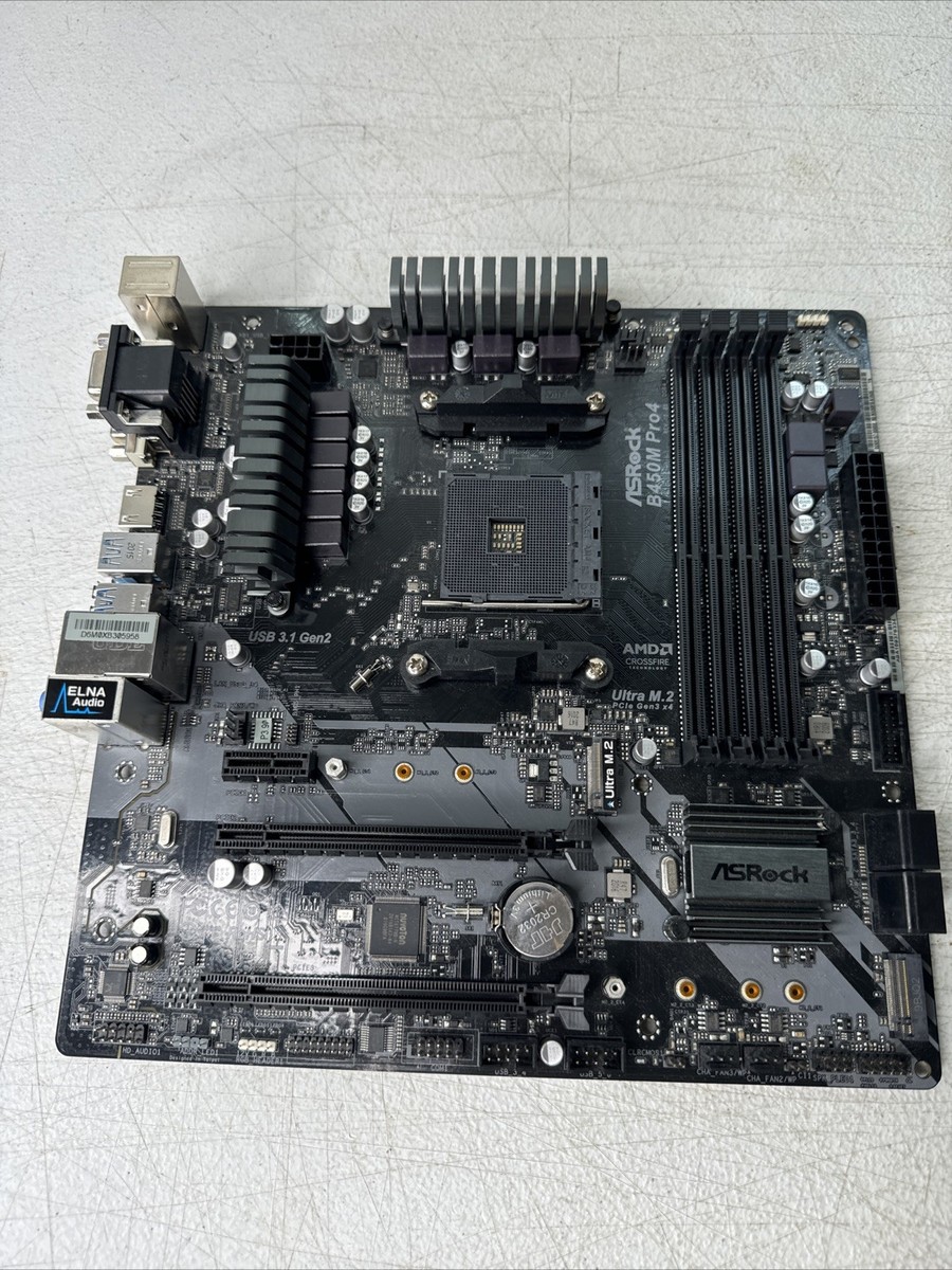 ASRock B450M Pro4 AM4 Micro ATX DDR4 Motherboard Untested