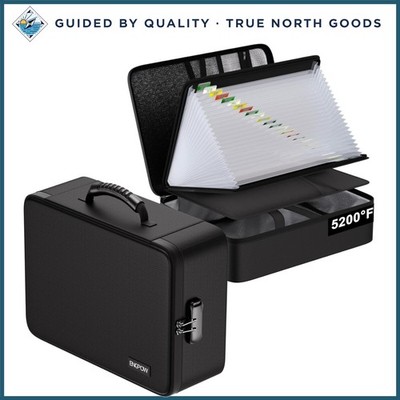 Multi-Layer Fireproof Organizer with Lock, Accordion Pockets for Important Files