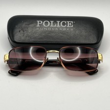 Rare HTF VTG 1990s Police Sunglasses Model 2476 Gold Frame With Original Case