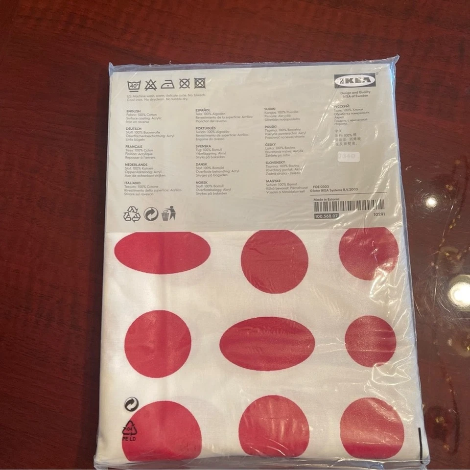 IKEA Cotton table cloth acrylic coating, waterproof, rectangular red white 57x87 - Image 3 of 4