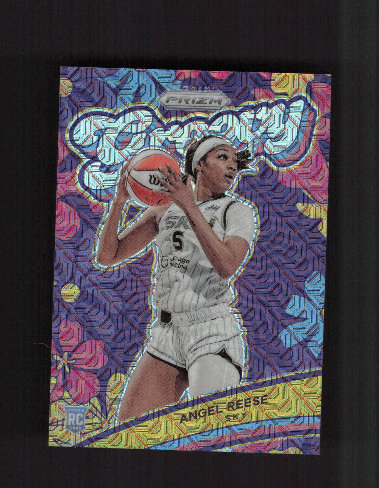 2024 Panini Prizm WNBA #12 Angel Reese Groovy Prizms Mojo #/25 RC