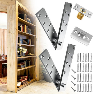 Hidden Pivot Door Hinge Heavy Duty 360 Rotation for Secret Bookcase Murphy Door