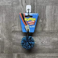 Vintage 80s 90s OddzOn KOOSH Zipper Pull 2” Ball Blue Black New Old Stock RARE 