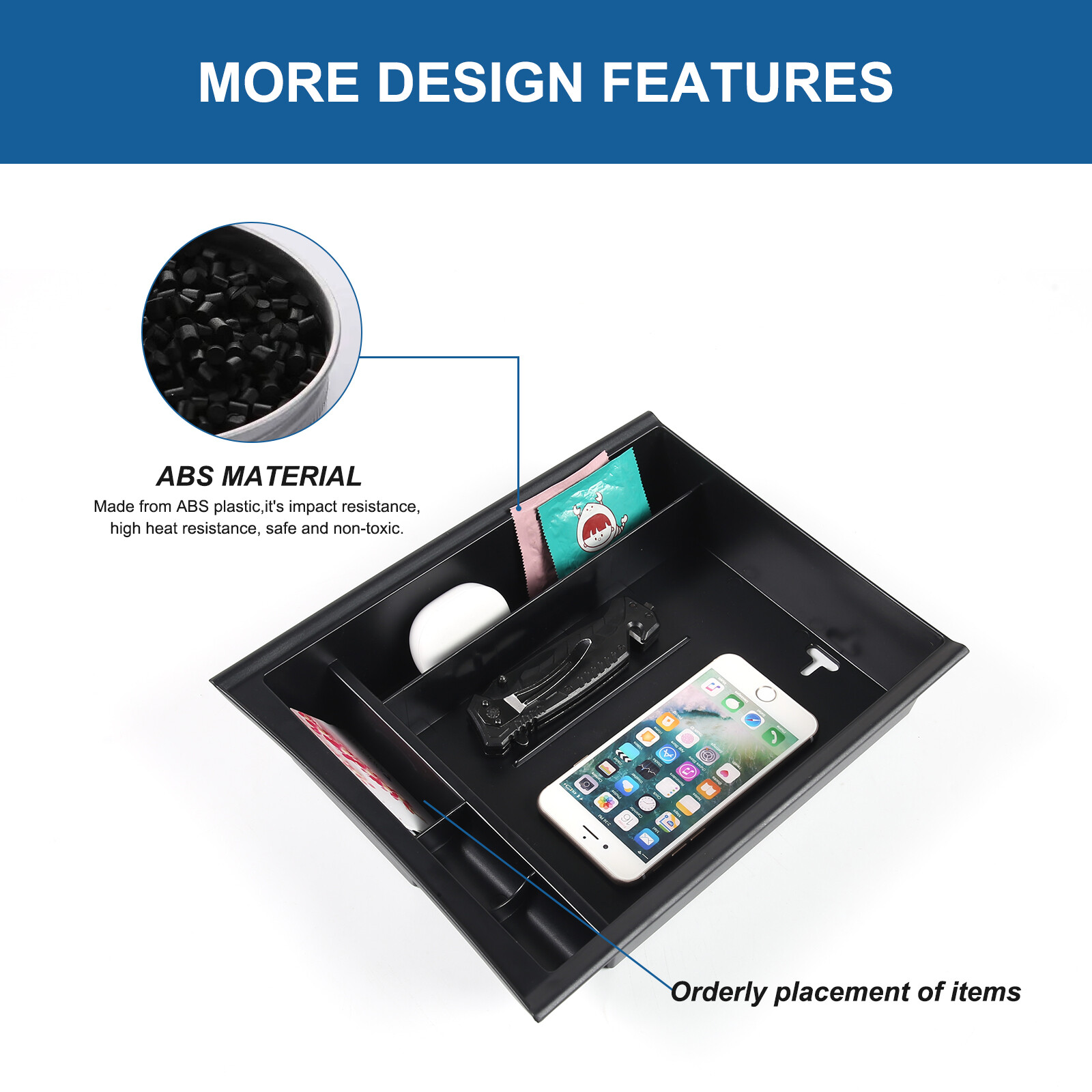 Car Center Console Armrest Box Storage Box Tray For Honda Pilot 2015-2022