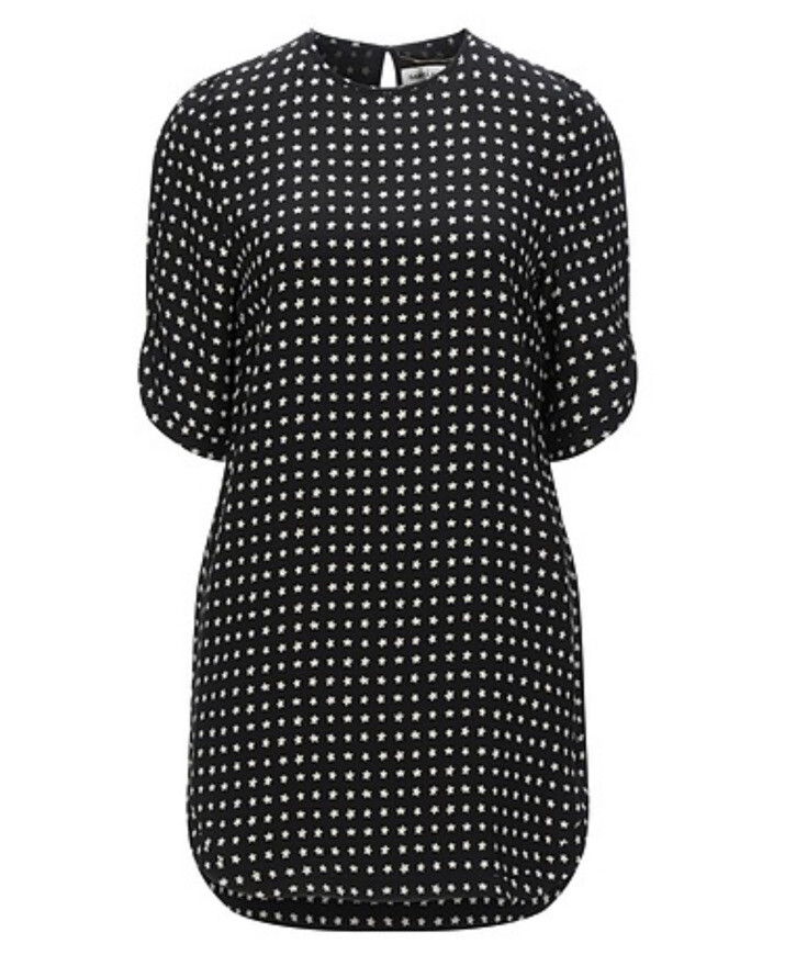 abito nero saint laurent in seta con cambio stampa stelle manica corta taglia 36