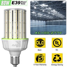 80W LED Corn Light Bulbs 12000 Lumens E39 Mogul Base AC110-277V, 5000K Daylight