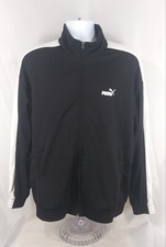 PUMA Men's Black  White Full Zip Standup Collar Track Jacket Size L