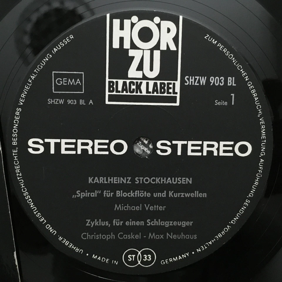 M889 Stockhausen Spiral for Recorder Vetter Neuhaus Wergo WER SHZW 903 BL Stereo Foto 2 de 3
