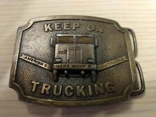 1975 Keep On Trucking Bergamot Brass Works Solid Brass Belt Buckle