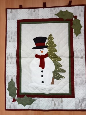 Handarbeit Schneemann Weihnachten Wandbehang Neu Applikation Filz 