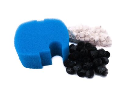 AquaOne Filtermaterial Set Außenfilter 303/703 Bioballs Keramikringe 2 Schwämme