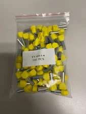 (100) Twin Ferrules 14mm 10awg  2X10Awg Double entry bootlace insulated 